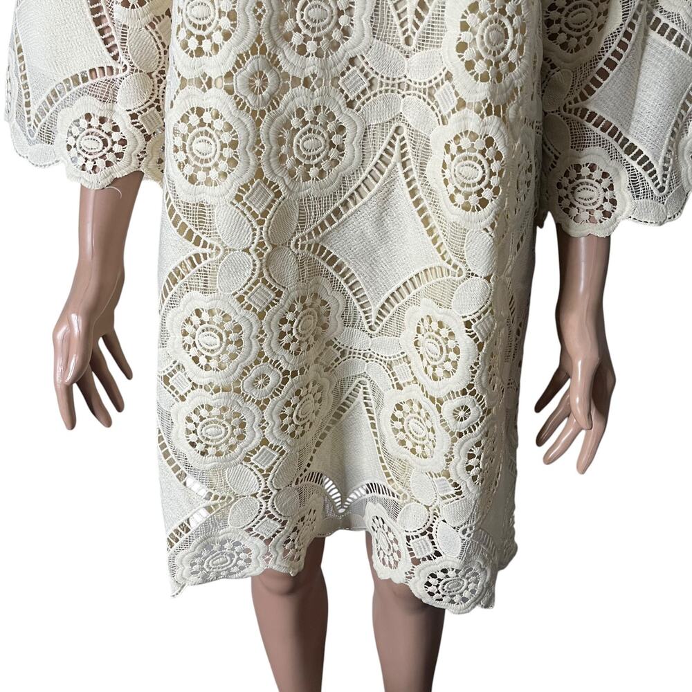 Pretty Angel Cream Lace Crochet Dress Womens Size Med Pullover Knit - Picture 6 of 8